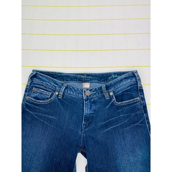 Silver Jeans Aiko Mid Rise Bootcut Jeans Distressed Women 31 Stretch 35" Inseam - Picture 3 of 9
